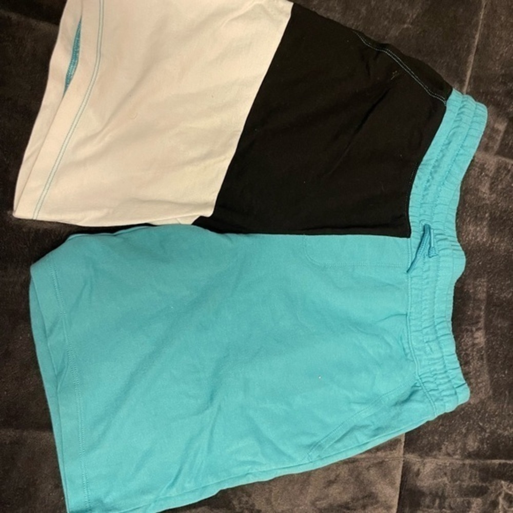 Boys Black, White, and Blue Colorblock Shorts